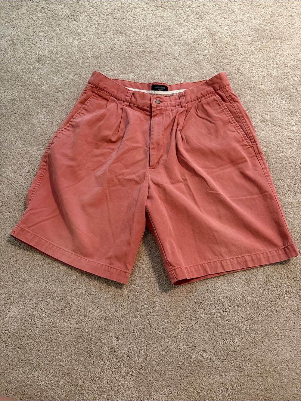 Dockers Men's Flat-Front Shorts in Coral Rust
